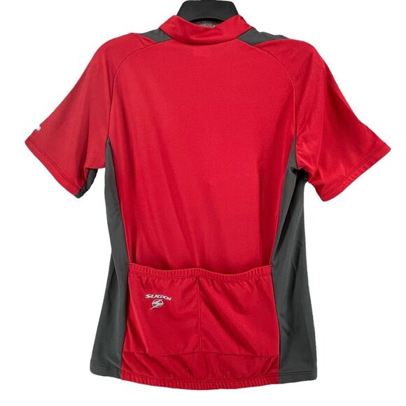 Sugoi Cycling Shirt Mens M Red Gray Technifine Mesh Half Zip Pullover Pockets - Picture 3 of 11